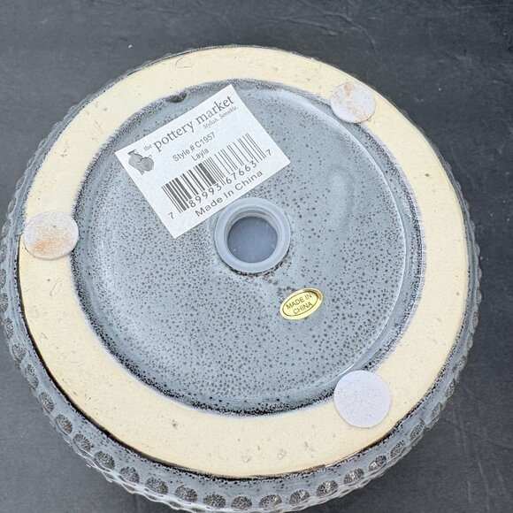 Handmade White Macramé Plant Hanger With Gray Ceramic‎ Pot Boho Hippie Fairy - Picture 12 of 15